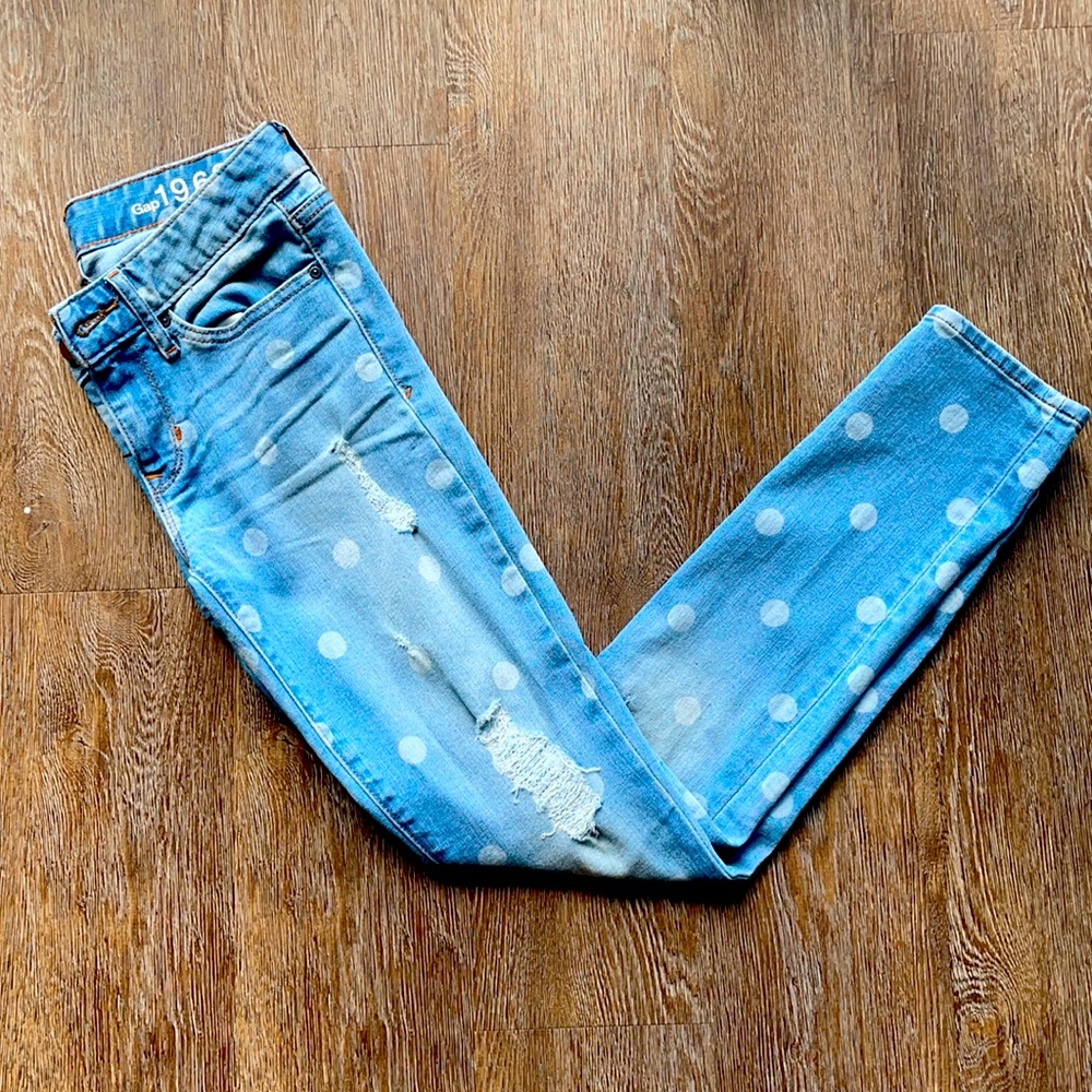 The Gap size 25 Distressed Polka Dot Jeans